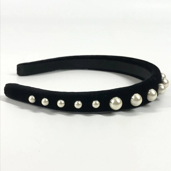 MIUMIU Faux pearl hair accessories hair band headband Katyusha Velor Black - Picture 3 of 12